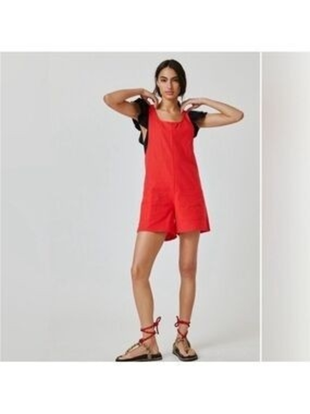 Corey Lynn Calter Red Sleeveless Short Romper